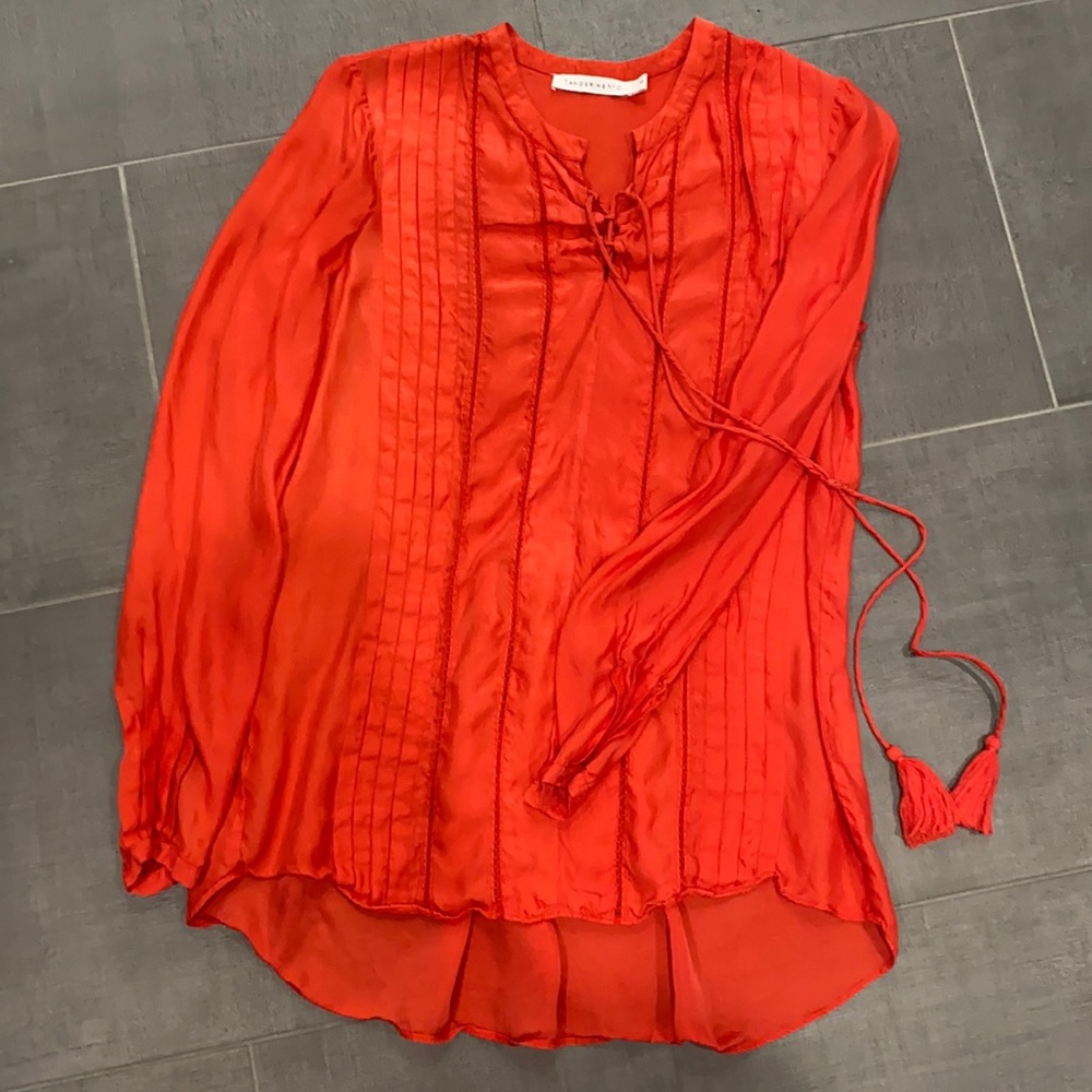 Orange faux silk 100% viscose blouse